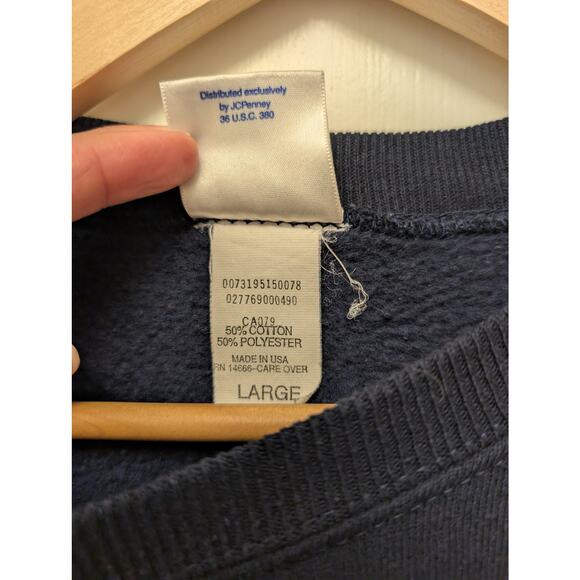 Vintage USA Olympics Sweatshirt Crewneck Long Sleeve Pullover Retro Navy Blue - Picture 3 of 4